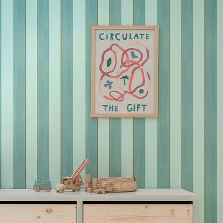 Bibelotte kinderkamer behang met strepen jongens oceaan blauw