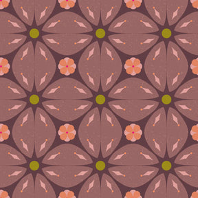 Bibelotte kinderkamer behang met retro blaadjes print paars