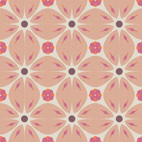 Bibelotte kinderkamer behang met retro blaadjes print roze