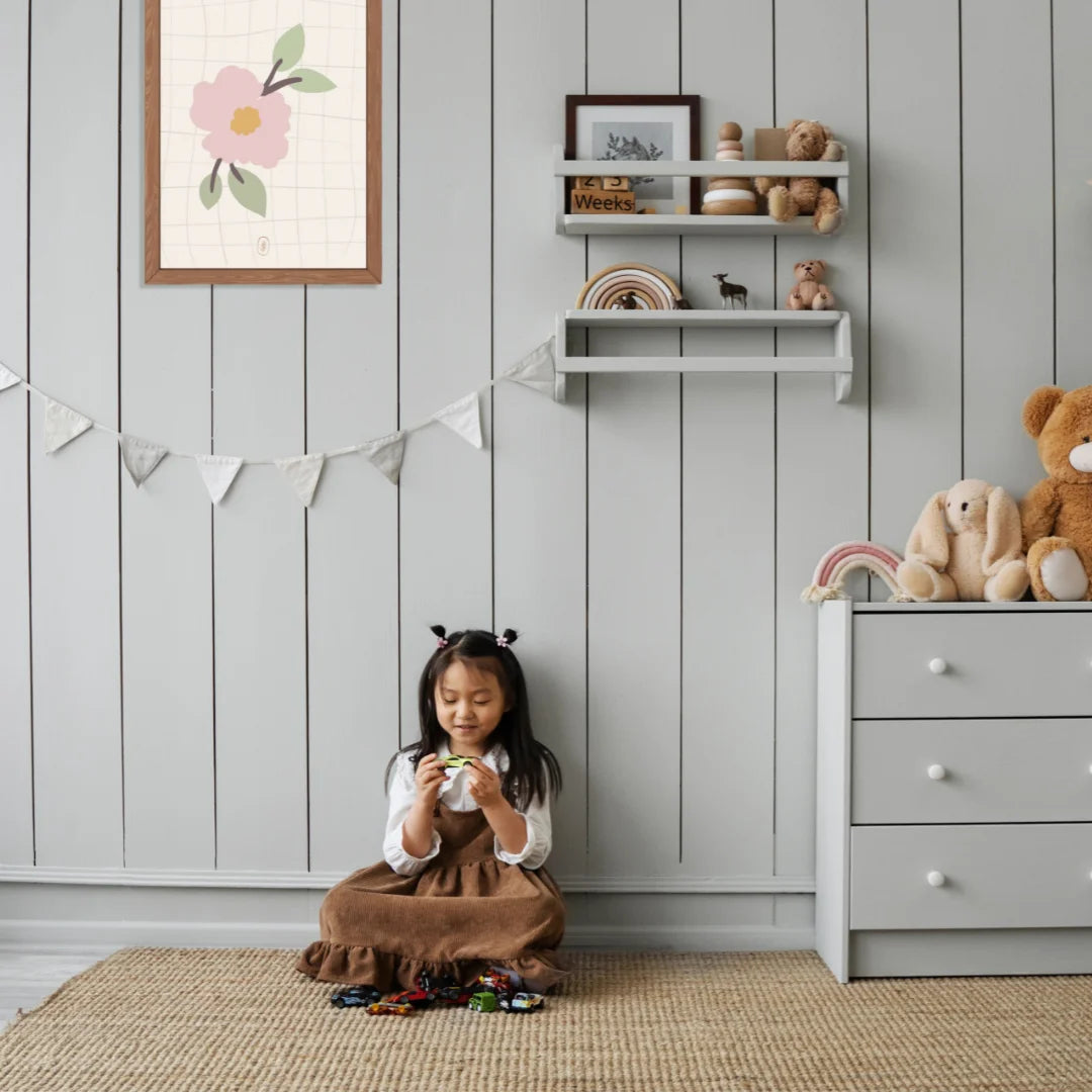 Abstracte bloem poster. Speciaal ontworpen voor babykamers en kinderkamers.