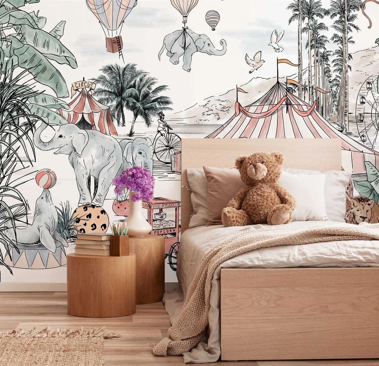 Kinderkamerbehang babykamerbehang circus thema