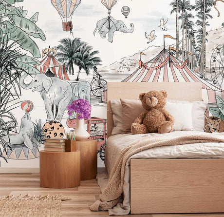 Kinderkamerbehang babykamerbehang circus thema