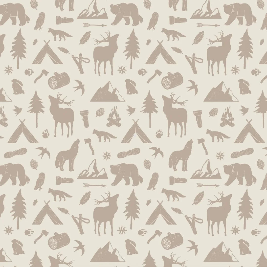 Behang in forest thema met dieren voor de kinderkamer