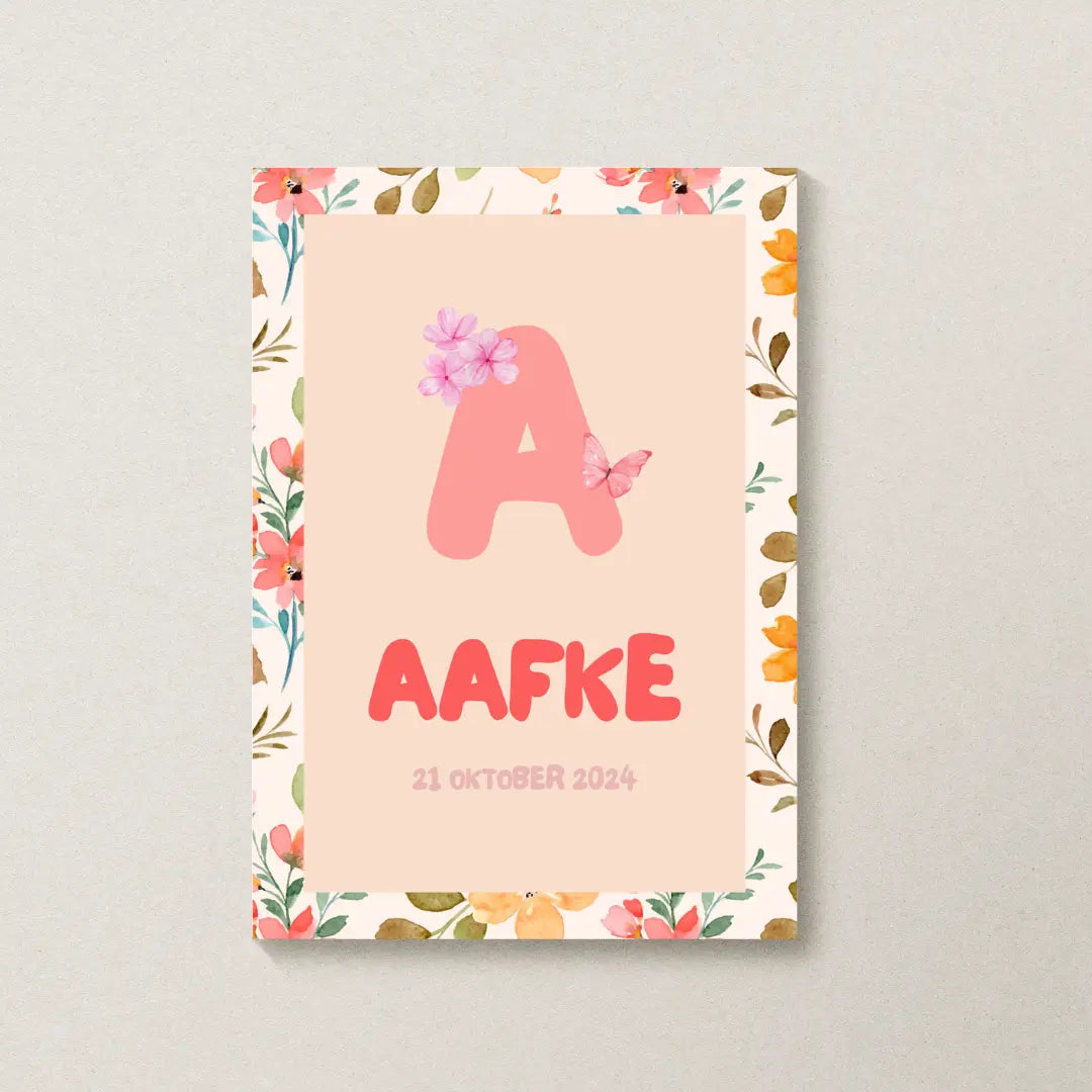 Geboorteposter met naam voor meisjes