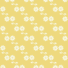 Geel bloemenbehang voor kinderkamers en babykamers.