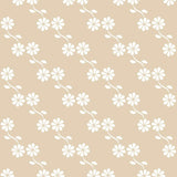 Neutraal beige bloemenbehang voor kinderkamers en babykamers.