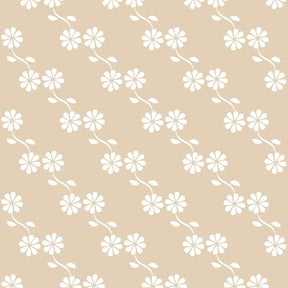 Neutraal beige bloemenbehang voor kinderkamers en babykamers.