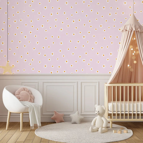 speels madeliefjes bloemen kinderkamerbehang speciaal ontworpen voor kinderkamers en babykamers