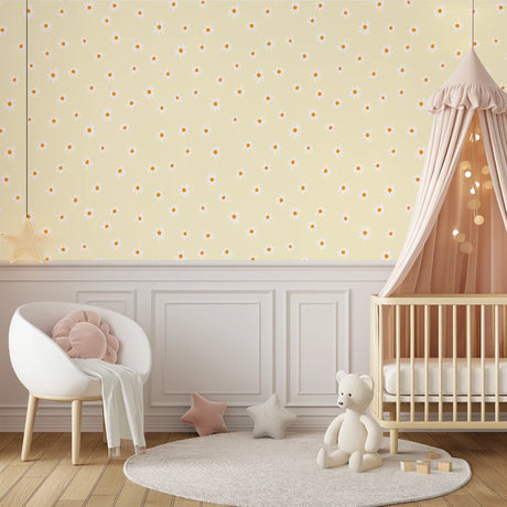 speels madeliefjes bloemen kinderkamerbehang speciaal ontworpen voor kinderkamers en babykamers