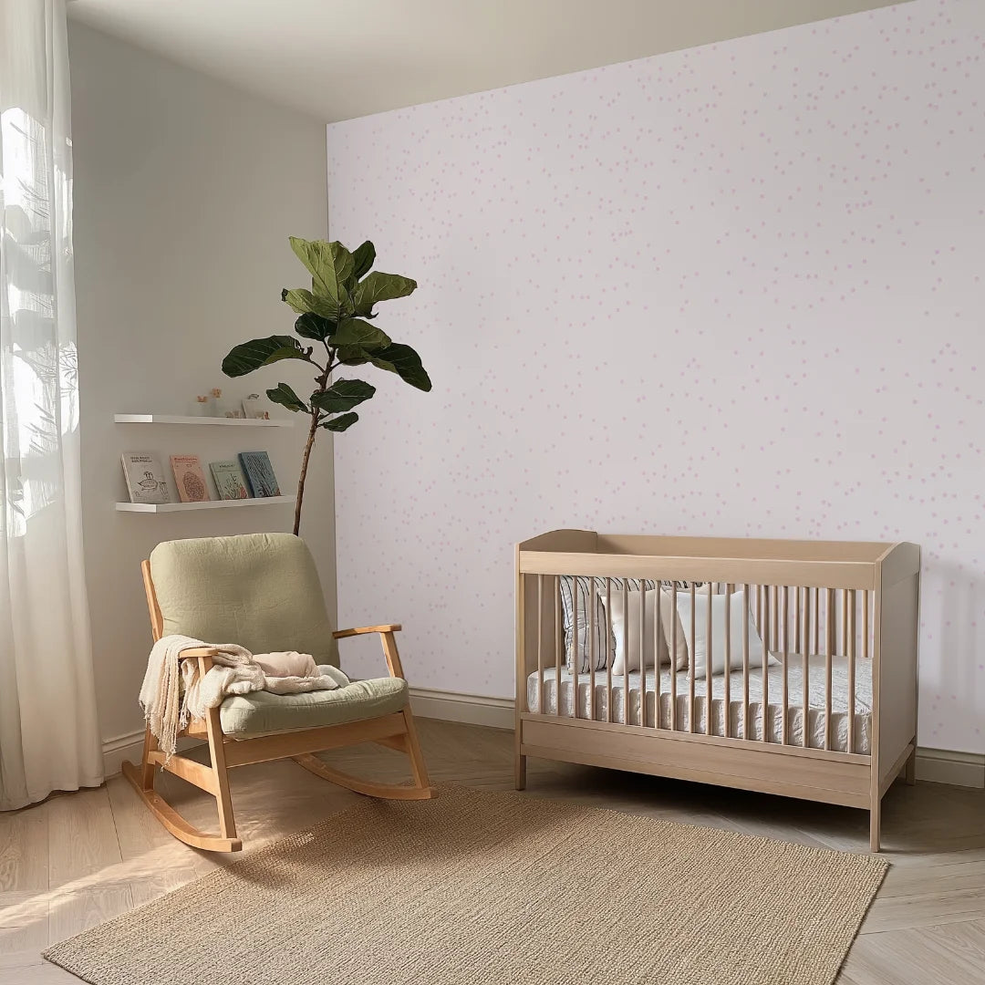 Neutraal stippenbehang speciaal ontworpen voor kinderkamers en babykamers