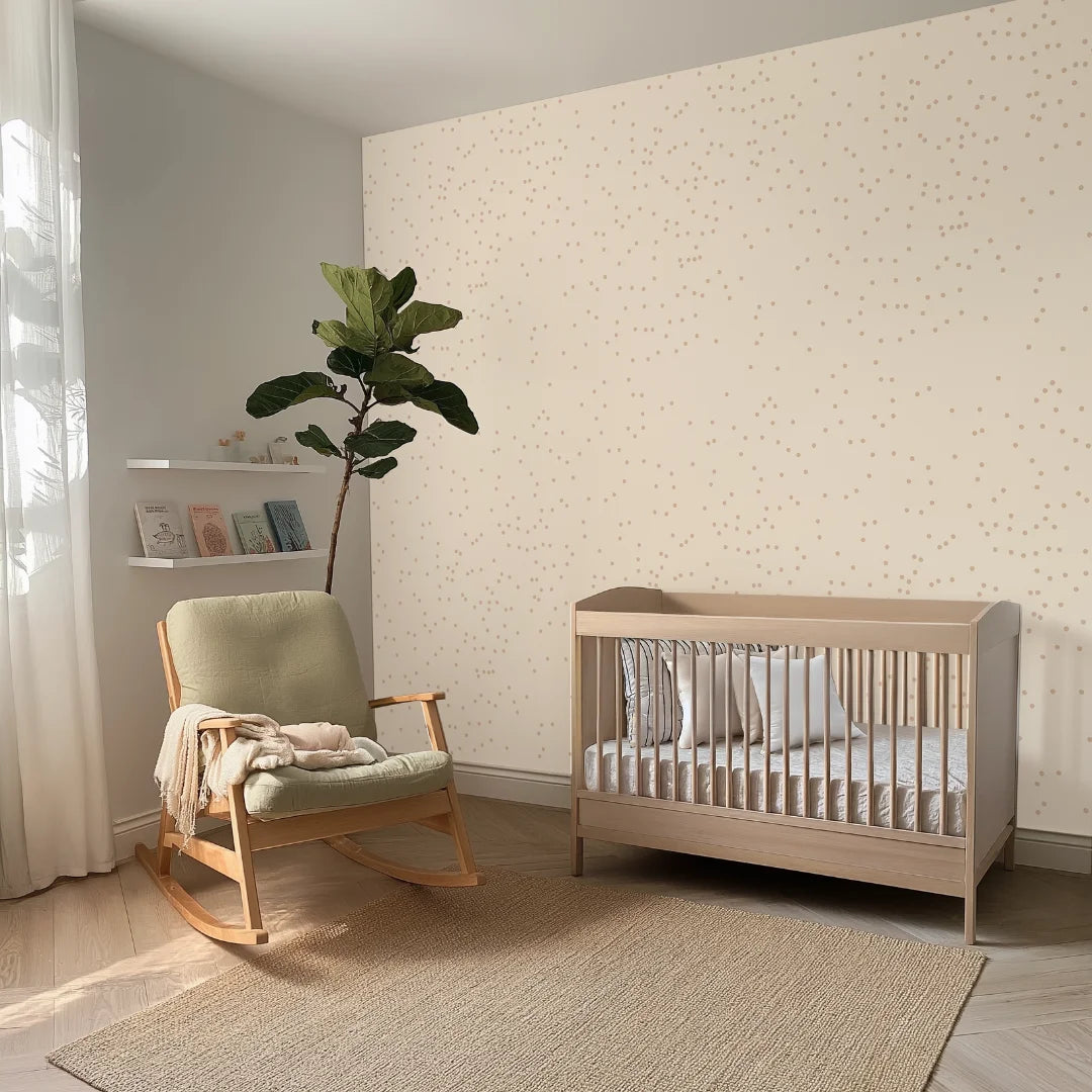 Neutraal stippenbehang speciaal ontworpen voor kinderkamers en babykamers