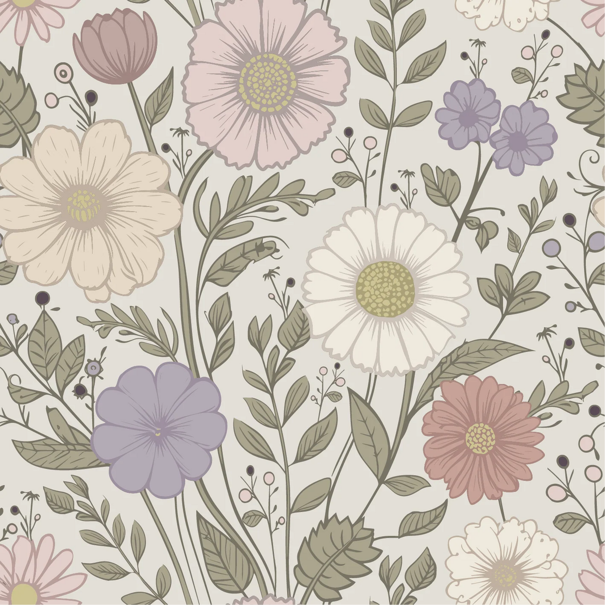 Behang Nova Flowers - Lila