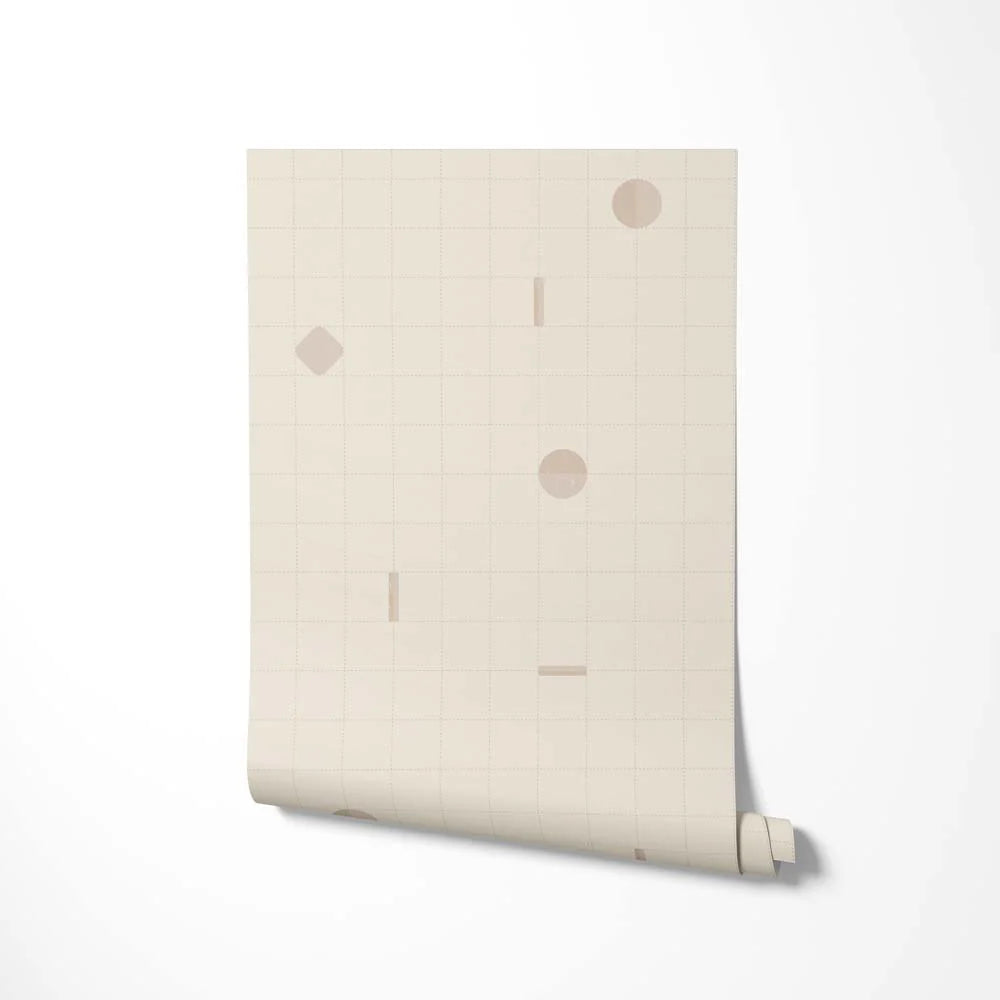 Behang Playful grid beige