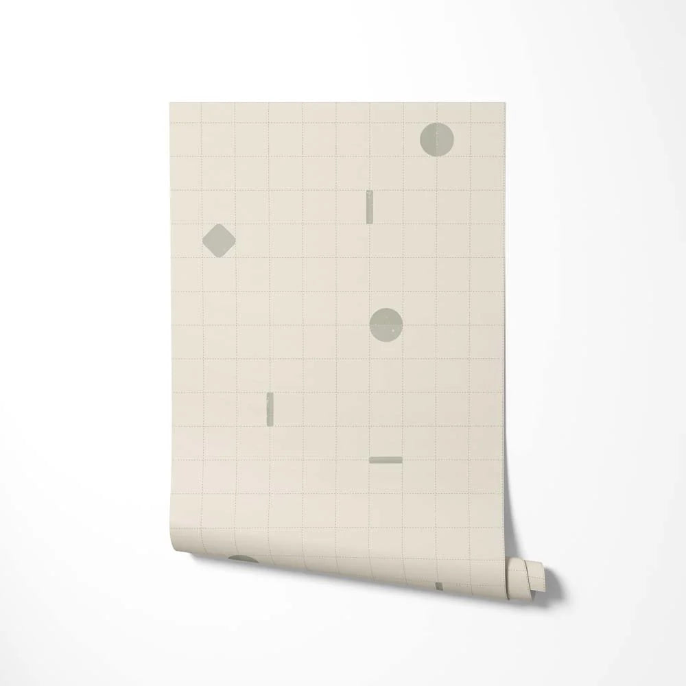 Behang Playful grid green