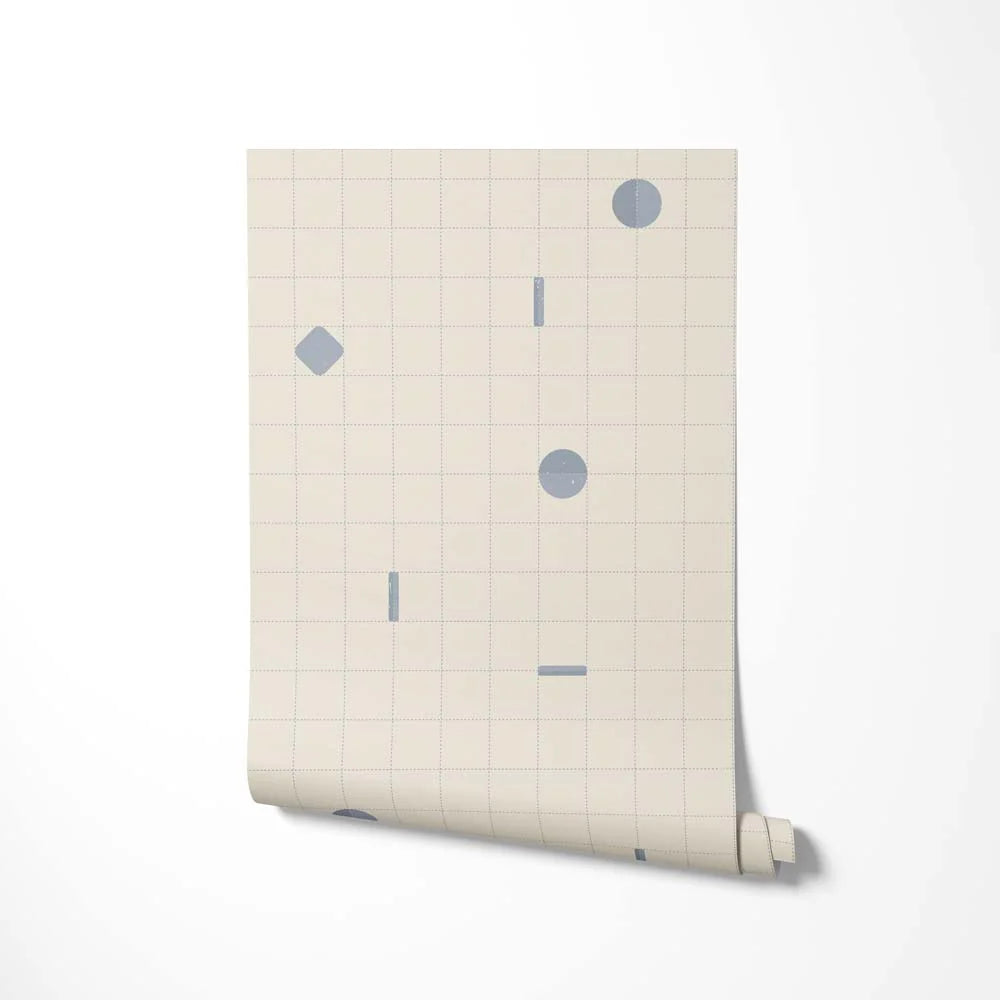 Behang Playful grid blue