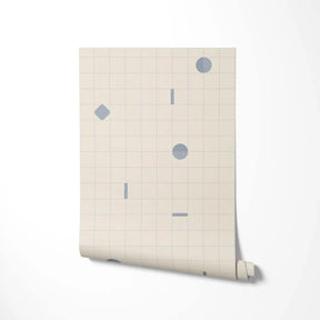 neutraal babykamer en kinderkamer behang met stippen en strepen op grid