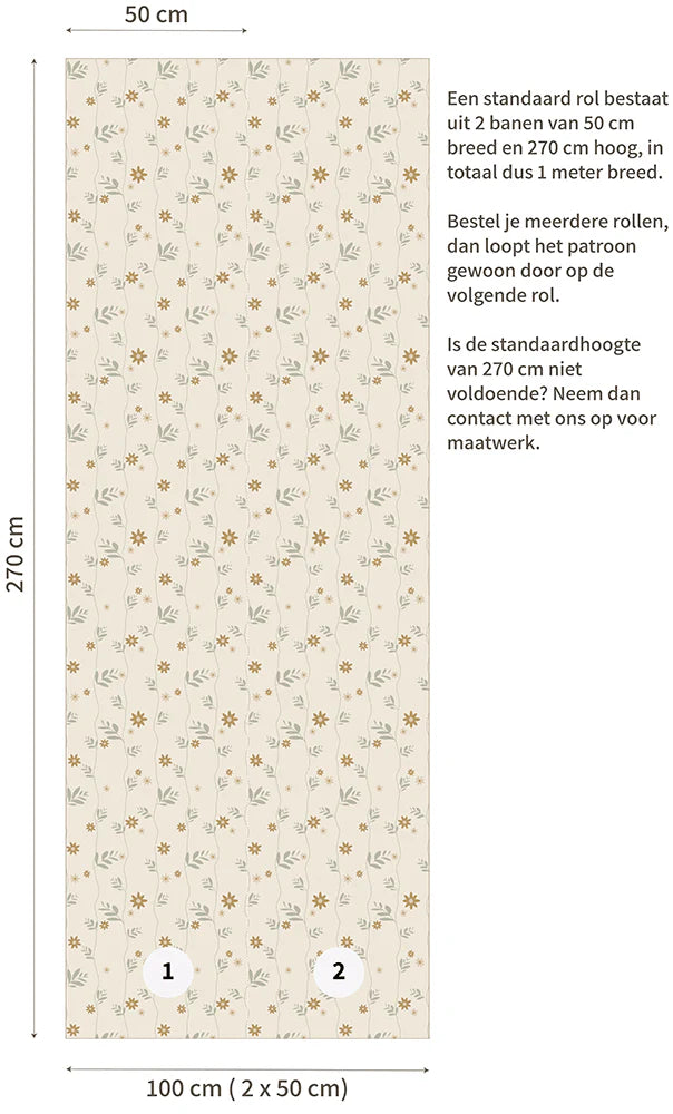 Behang Bloemen Daisy Oker