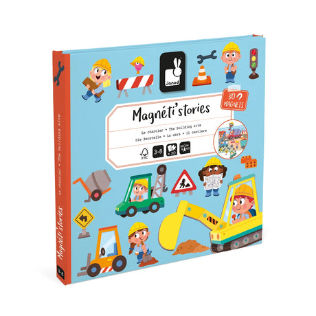Magneetboekje met bouwvoertuigen van het merk Janod