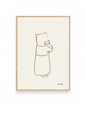 Ted en tone kinderkamer poster met dieren in natuurlijke tinten.