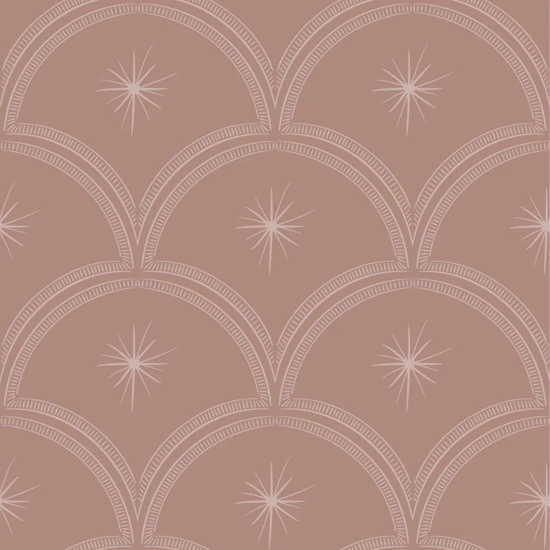vintage meisjeskamer of babykamer behang met nude roze sterren van het merk Little Amour