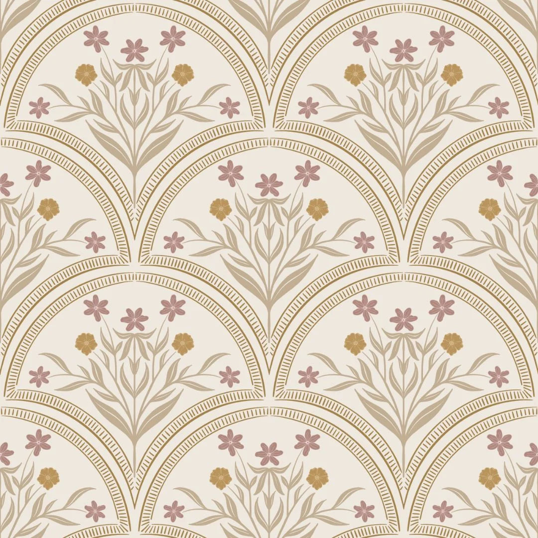 vintage meisjeskamer of babykamer behang met bloemen van het merk Little Amour