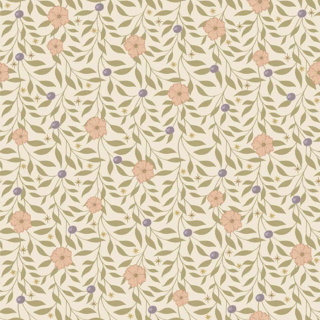 vintage meisjeskamer of babykamer behang met bloemen van het merk Little Amour