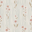 vintage meisjeskamer of babykamer behang met roze bloemen en strepen van het merk Little Amour