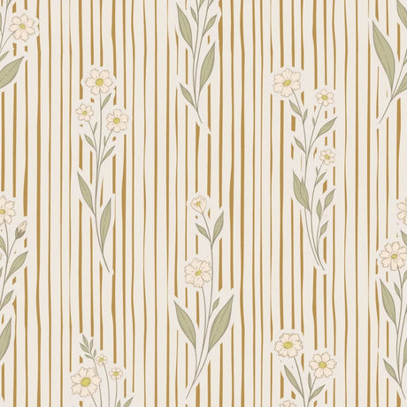 vintage meisjeskamer of babykamer behang met strepen en bloemen van het merk Little Amour