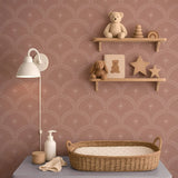 vintage meisjeskamer of babykamer behang met roze sterren van het merk Little Amour