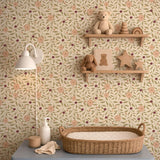 vintage meisjeskamer of babykamer behang met bloemen van het merk Little Amour
