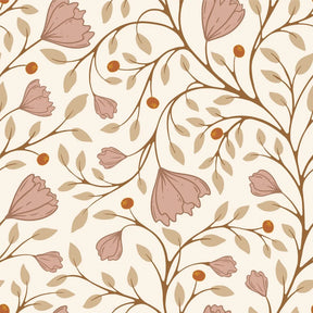 vintage meisjeskamer of babykamer behang met roze bloemen van het merk Little Amour