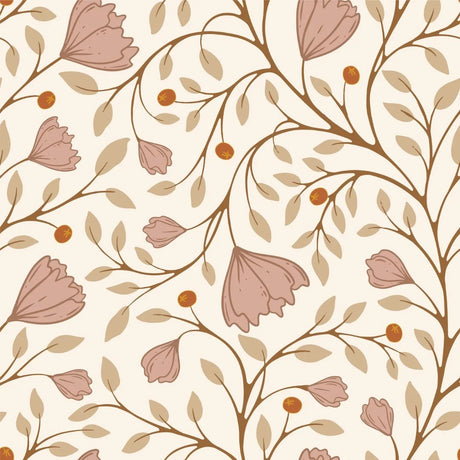 vintage meisjeskamer of babykamer behang met roze bloemen van het merk Little Amour