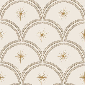 vintage meisjeskamer of babykamer behang met gouden sterren op een beige achtergrond van het merk Little Amour
