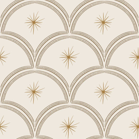 vintage meisjeskamer of babykamer behang met gouden sterren op een beige achtergrond van het merk Little Amour
