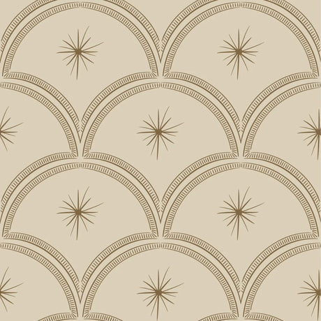vintage beige meisjeskamer of babykamer behang met sterren van het merk Little Amour
