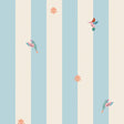 modern meisjeskamer behang met lijnen en subtiele vogels en bloemen