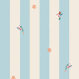 modern meisjeskamer behang met lijnen en subtiele vogels en bloemen