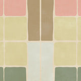 retro blokkenbehang van het merk bibelotte. Dit behang is ontworpen voor de meisjeskamer