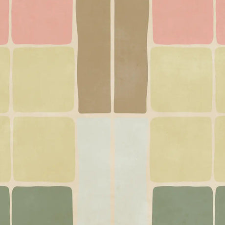 retro blokkenbehang van het merk bibelotte. Dit behang is ontworpen voor de meisjeskamer