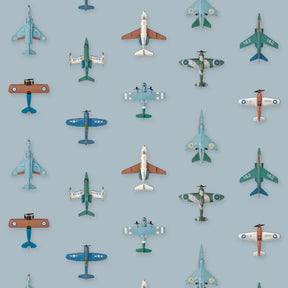 Behang met verschillende vliegtuigen voor jongenskamers.