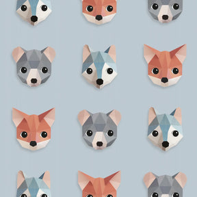 Bosdieren behang met vossen, konijnen en herten voor kinderkamers.