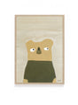 Ted en tone kinderkamer poster met dieren in natuurlijke tinten.