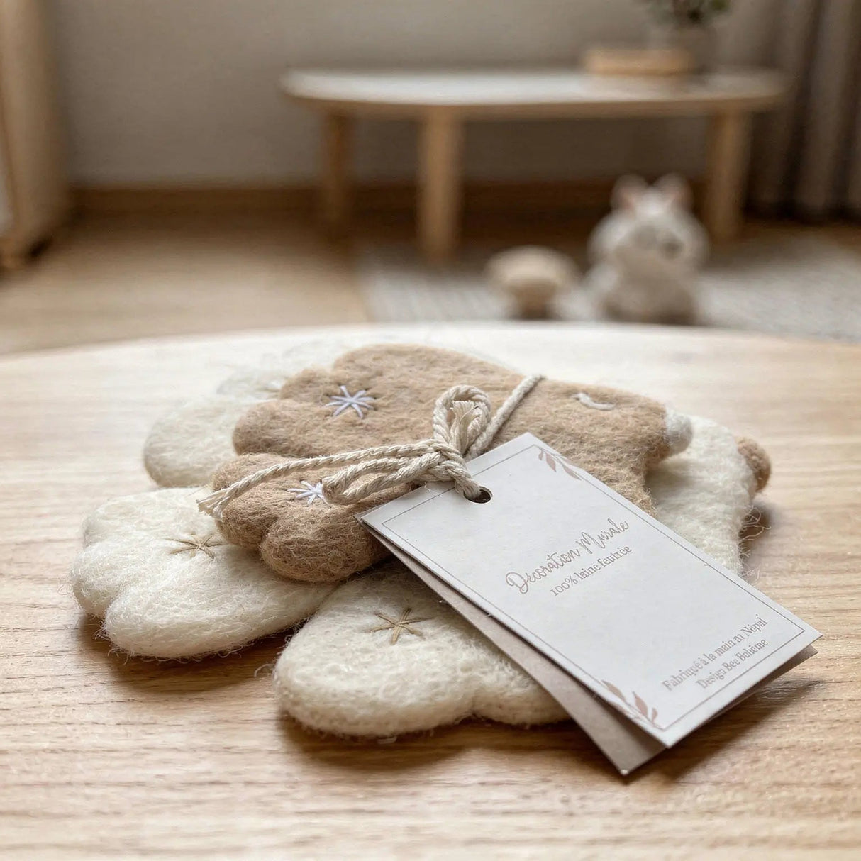 vilten wandhangers vogel set van 2 voor kinderkamer of babykamer