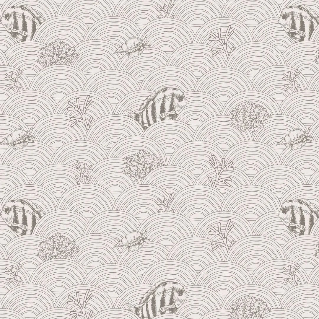 Behang Fishy waves - grijs