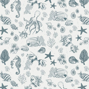 Behang voor de kinderkamer onder zee wereld met vissen