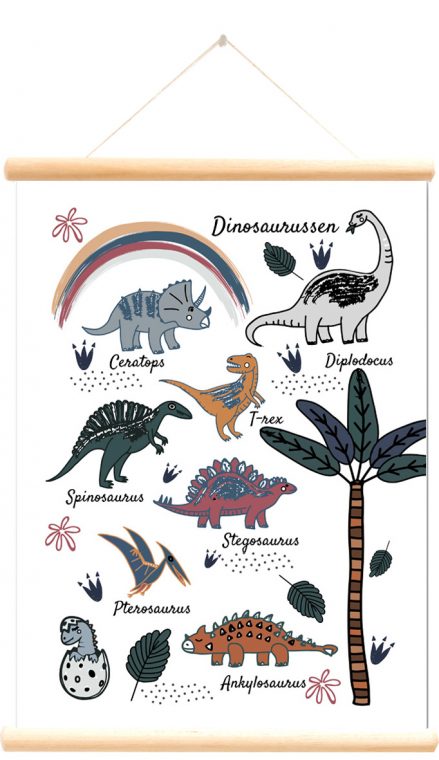 Schoolplaat_kinder_kamer_poster_dinosaurussen_jongens_wit_achterkant-439x760