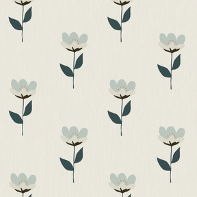 Bibelotte behang - Retrobloem blauw