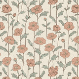 Poppy zalmroze - Behang